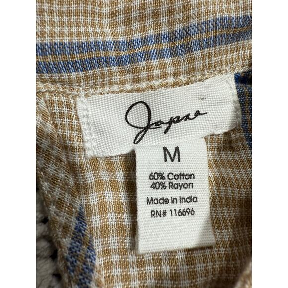 NWT Joie 2 Pc Set Cropped Long Sleeve Top Pleated Skirt Plaid Womens Medium Tan - Picture 2 of 16